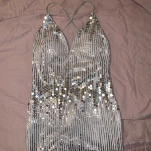 silver hoco dress